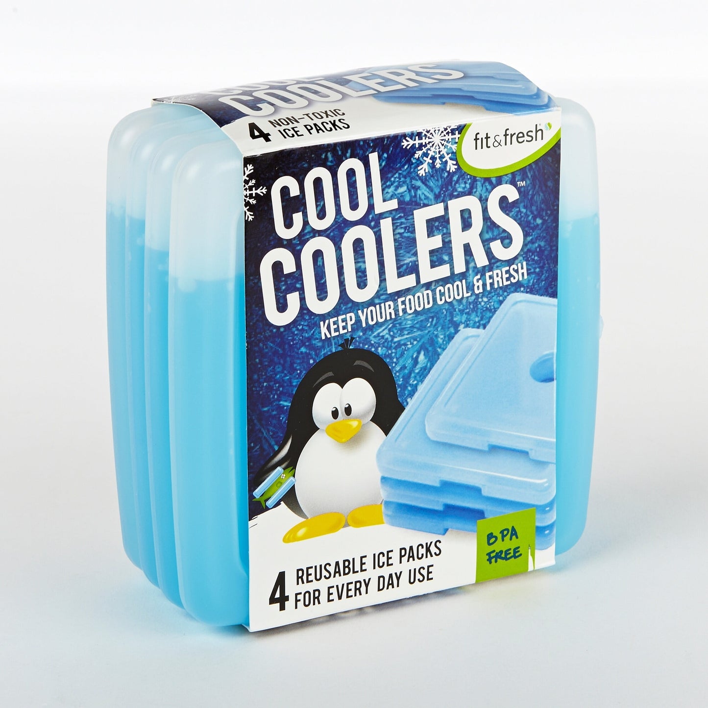 Cool Coolers by Slim Kids Ice Packs for Lunch Boxes or Coolers, Blue, 4Pk.