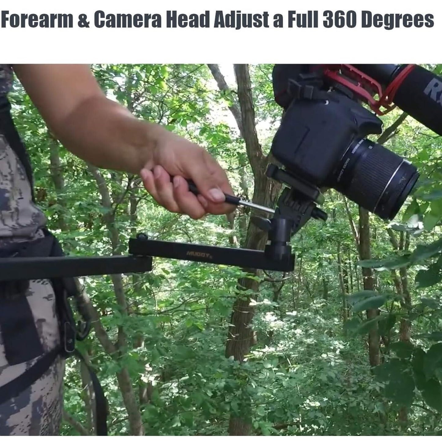 Muddy Basic Adjustable Camera Arm Lightweight 360 Degree Head for Hunters