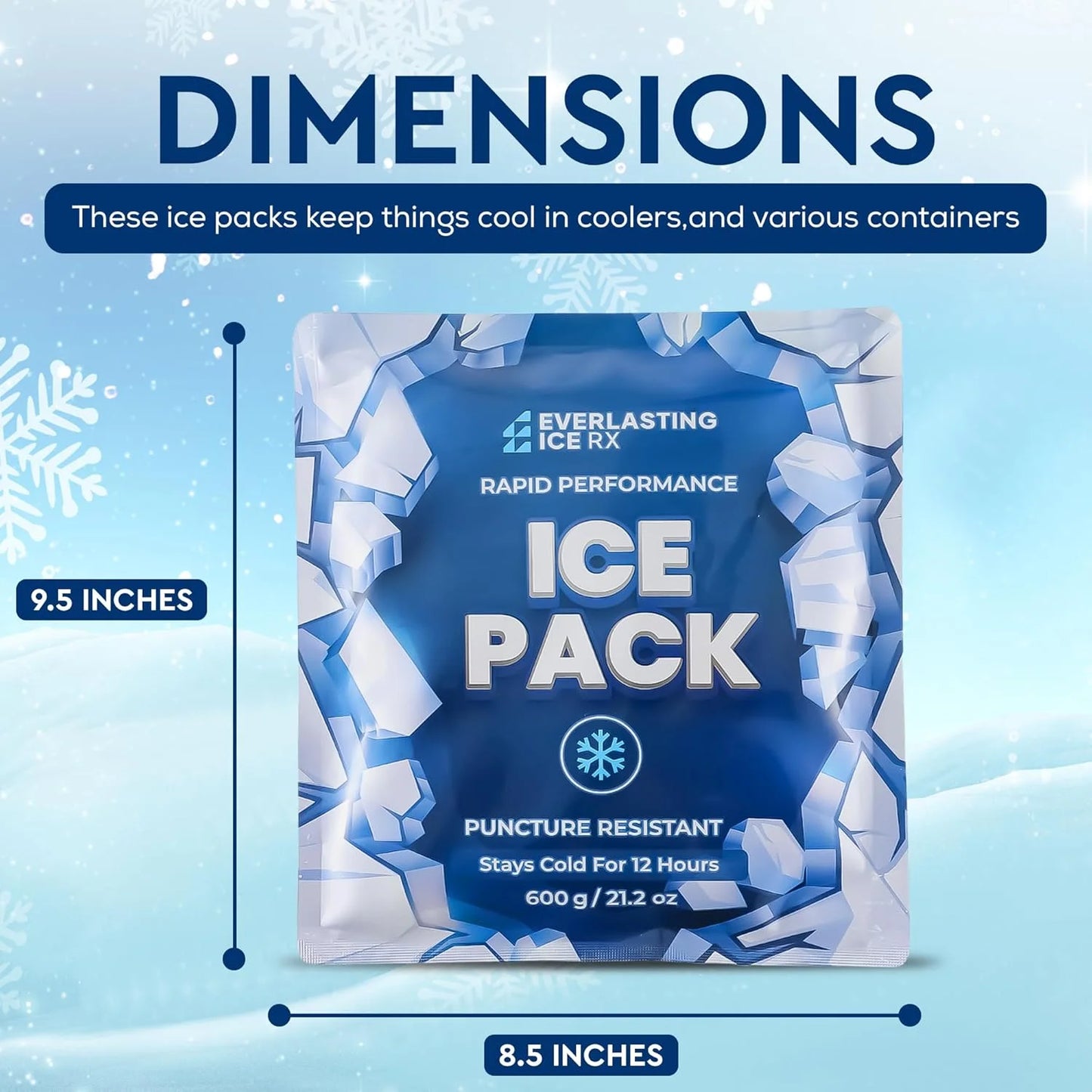 Rapid Performance Reusable Ice Packs for Lunch Boxes, Lunch Bags, or Coolers, 21.2 Oz, 4-Pack