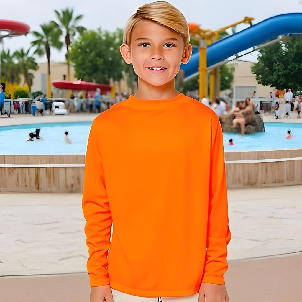 Boys' Rash Guard UPF 50+ Swim Shirt - Lightweight, Quick-Dry, Durable Sun Protection for Swimming, Sizes XS-XL
