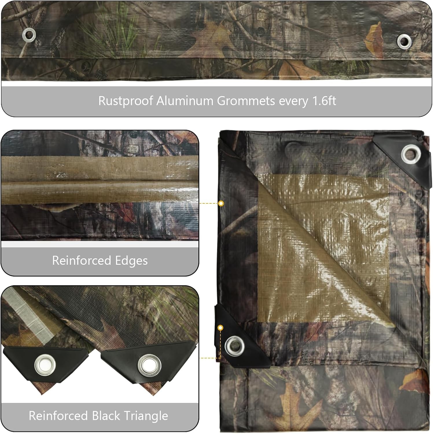 Heavy Duty Waterproof Tarp, Bionic Tree Camo Multi Purpose Poly Cover