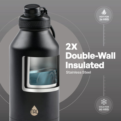 Stainless Steel Ranger Water Bottle 64Oz, Black