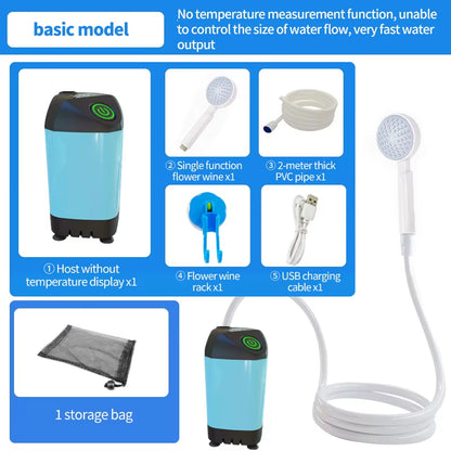 Portable Rechargeable Electric Shower Pump USB Powered Waterproof for Outdoor Camping Beach Hiking Pet Bath Car Wash