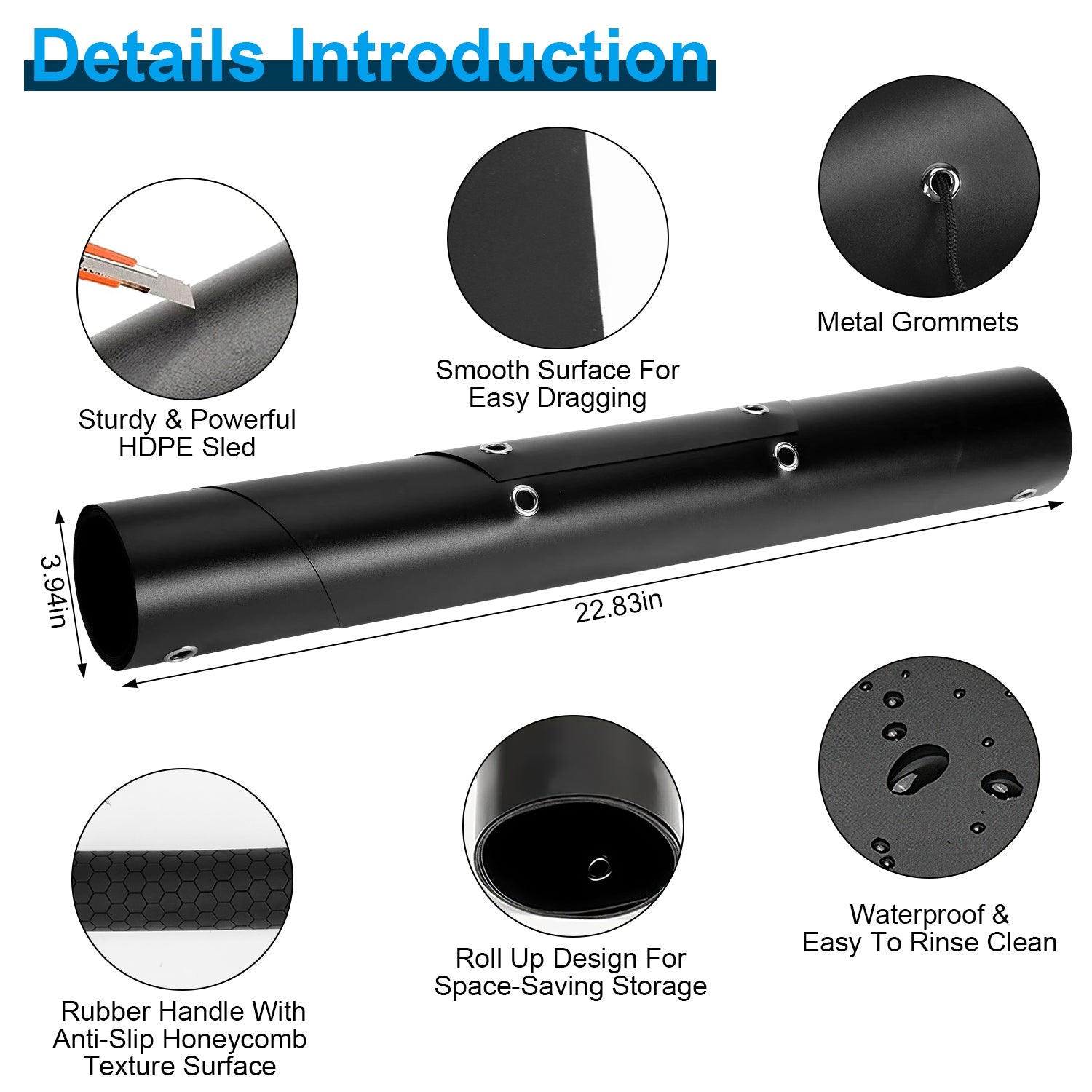 Deer Drag Sled with Handle Deer Cart Game Hauler Snow Sledding Pad Hunting Gear Supplies with 32.8FT Black Rope 16.1FT White Rope for Hunting Ice Fishing Hauling Fire Wood