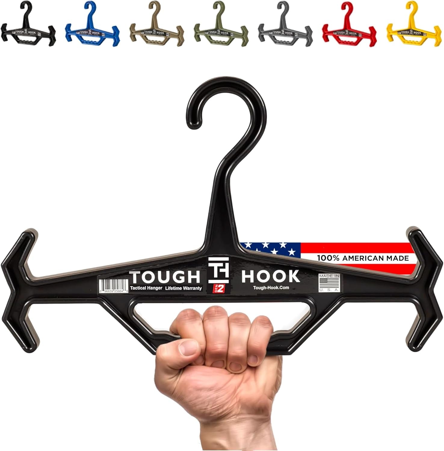 Original Multipurpose Heavy Duty Hanger, USA Made, Anti-Slip, 200 Lb Capacity, Ideal for Tactical Gear, Body Armor, Scuba, Fitness Vests, 1 Black Plastic Piece
