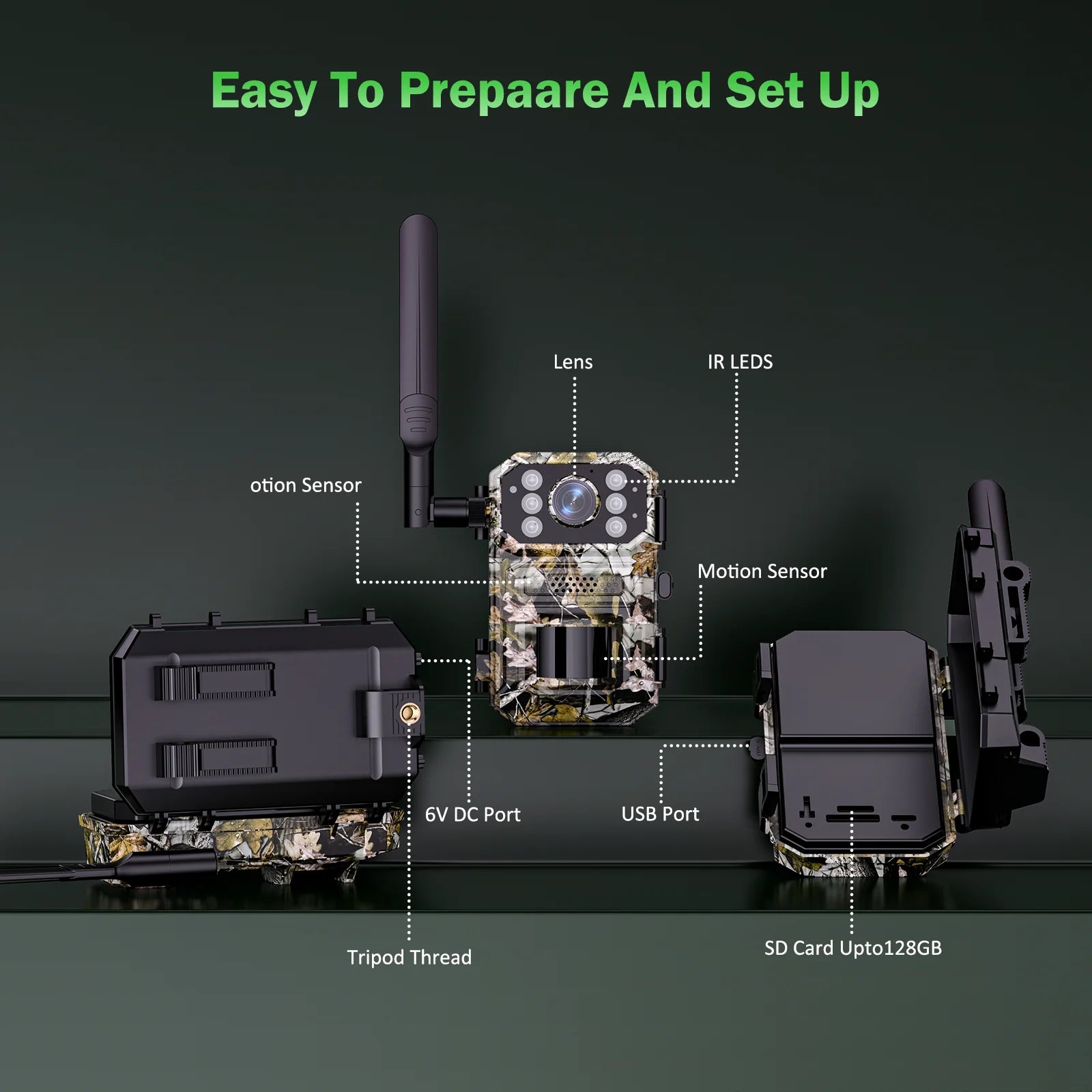 4G LTE Cellular Trail Camera Wireless, 4K Solar Powered Game Camera with Night Vision Motion Activated IP66 Waterproof, Hunting Security Camera with SIM Card, 120°Wide Angle
