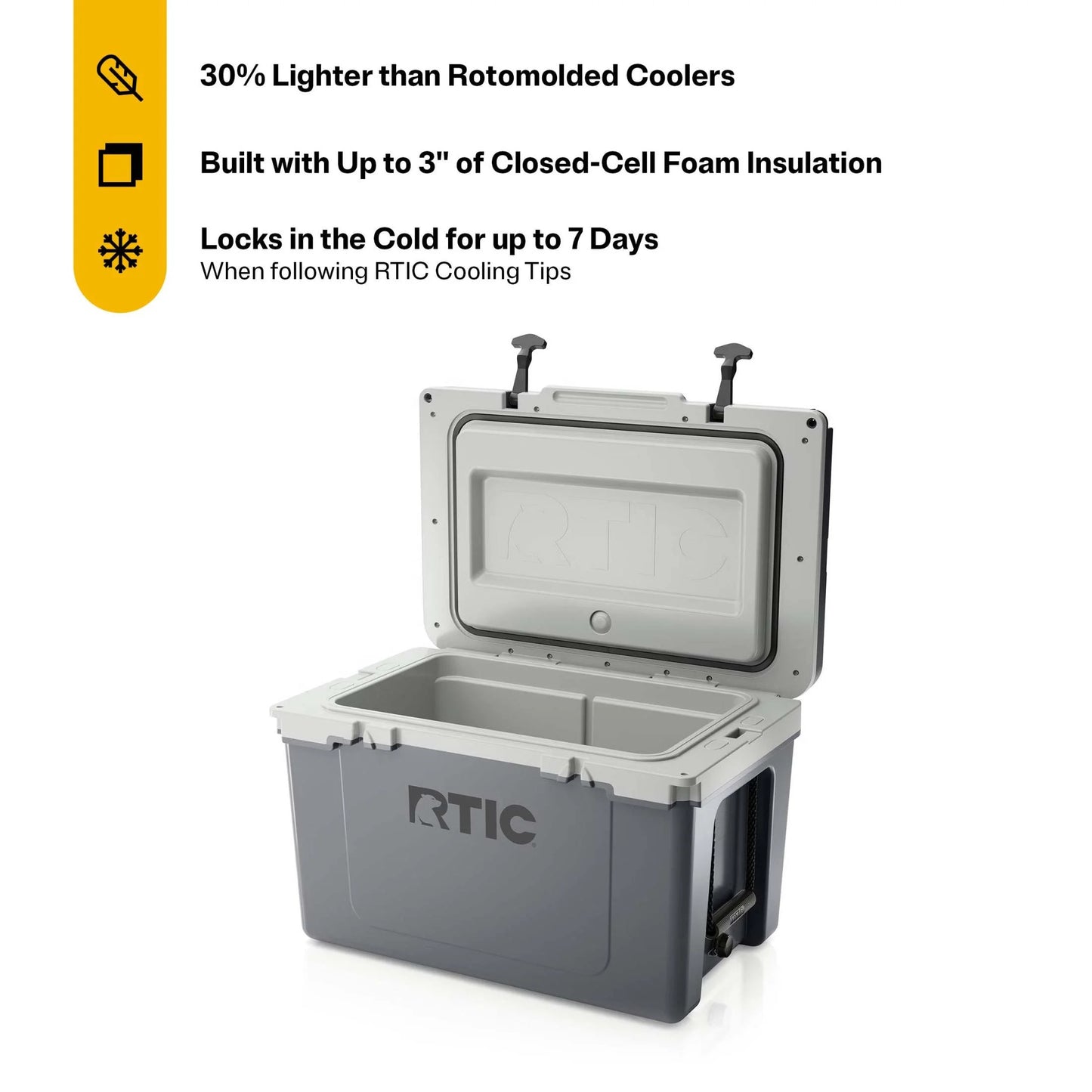52 QT Ultra-Light Hard-Sided Ice Chest Cooler, Fits 76 Cans, Dark Grey & Cool Grey