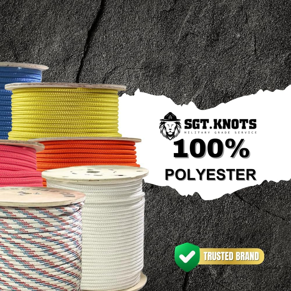 Arborist Double Braided Polyester Rope - Heavy Duty Tree Pulling Rope, Rigging, Tree Ropes, Arborist Pulling, Felling, Sailing, Industrial Rigging (0.625 in X 10 Ft) Orange