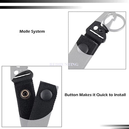 Tactical Molle Hook-Webbing Keychain-Key Ring Holder Hunting Gear Keeper Pouch Key Chain Nylon Belt Keychain EDC Molle Webbing