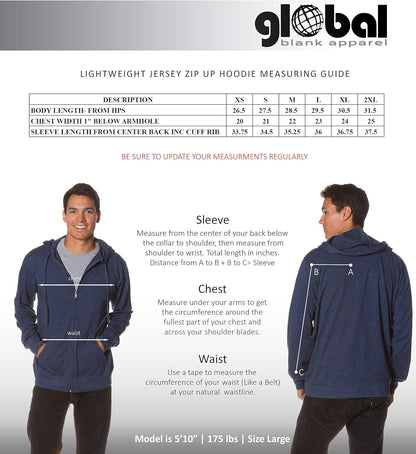 Long Sleeve T-Shirt Sweatshirts for Men, Lightweight Zip-Up Hoodie, Navy Heather, XXL