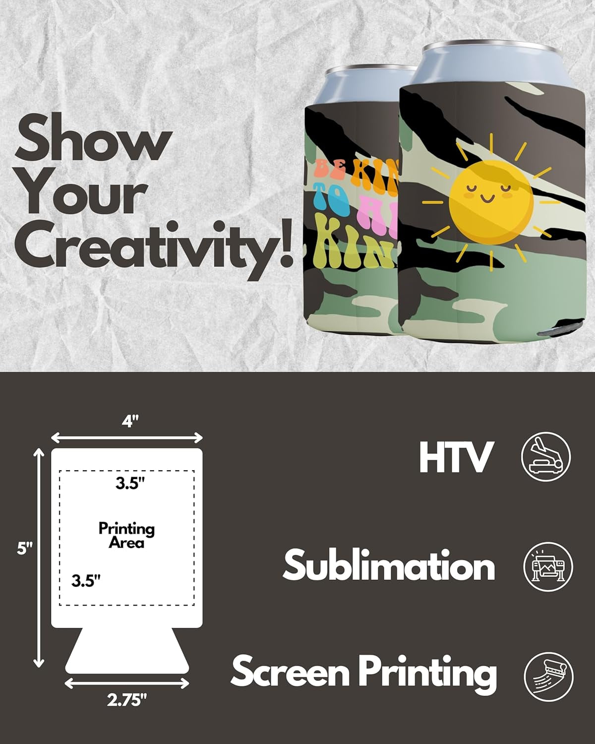 100 Pack Camo Blank Can Cooler Sleeves, Customizable Bulk Insulated Foam for Beer, Collapsible Plain Drink Holder, Cold Soda Insulator, 12Oz Regular, 16Oz Tall Cans