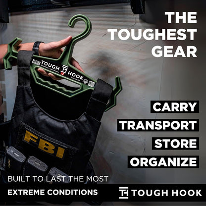 Original Multipurpose Heavy Duty Hanger, USA Made, Anti-Slip, 200 Lb Capacity, Ideal for Tactical Gear, Body Armor, Scuba, Fitness Vests, 1 Black Plastic Piece