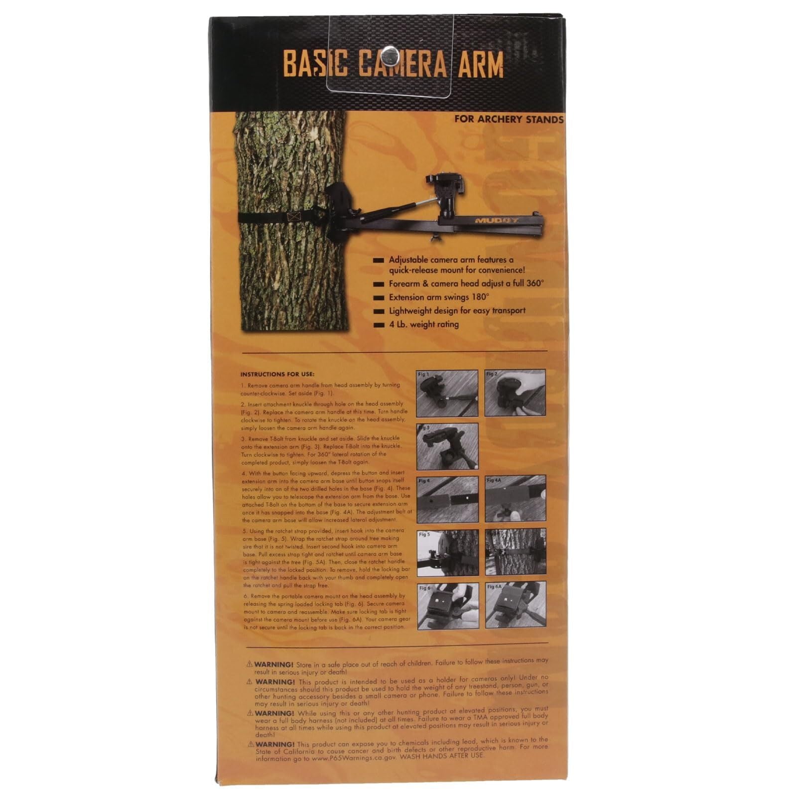 Muddy Basic Adjustable Camera Arm Lightweight 360 Degree Head for Hunters