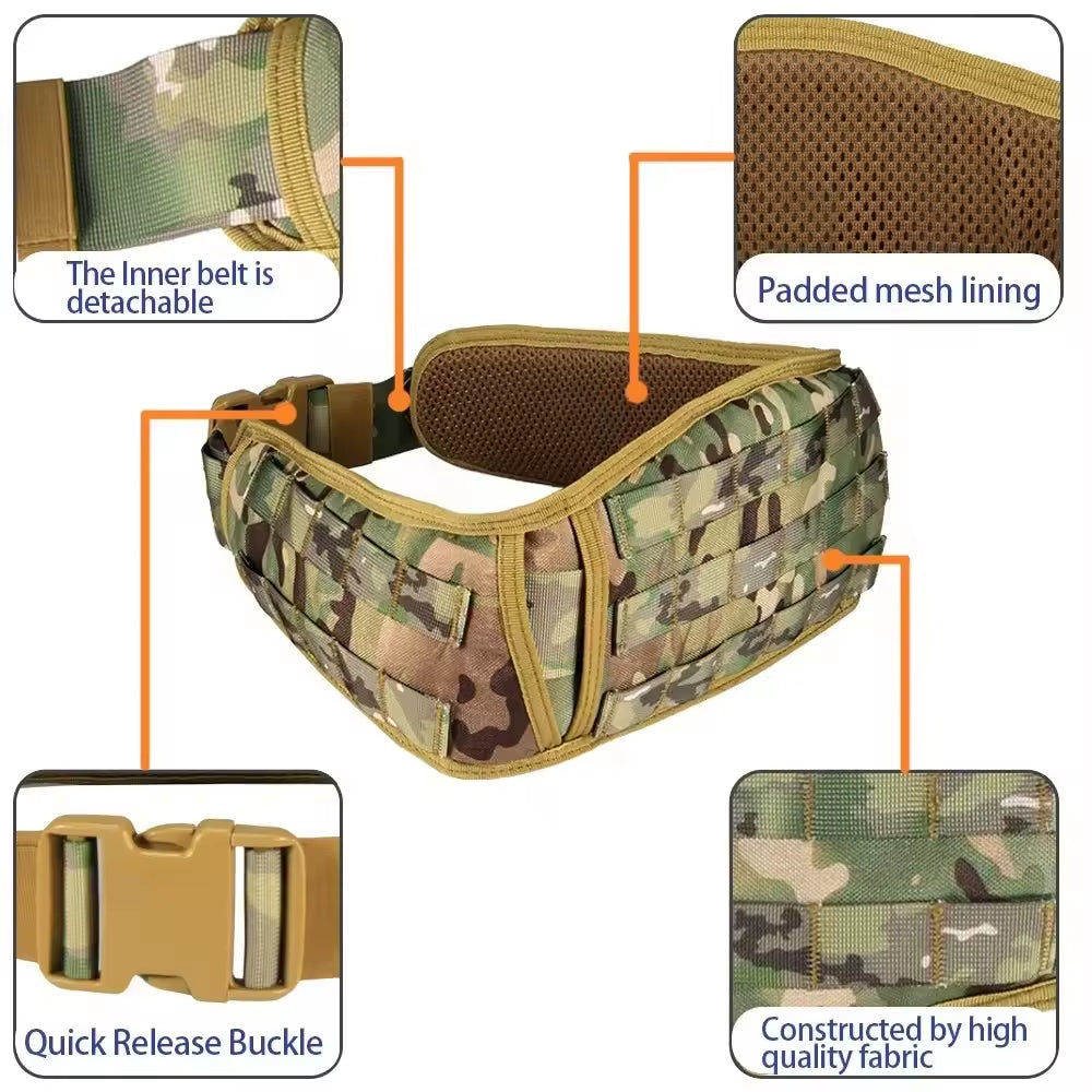 Yakeda Custom Molle Pockets Pouches Gear Hunting Waist Security Tactical Belt Padded Patrol Belt