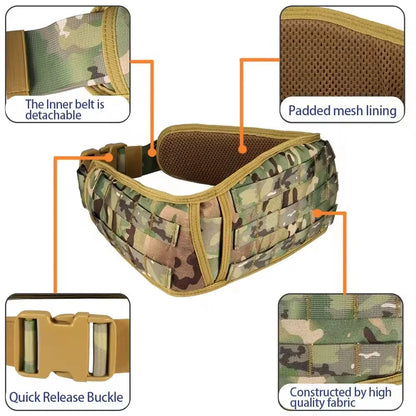 Yakeda Custom Molle Pockets Pouches Gear Hunting Waist Security Tactical Belt Padded Patrol Belt