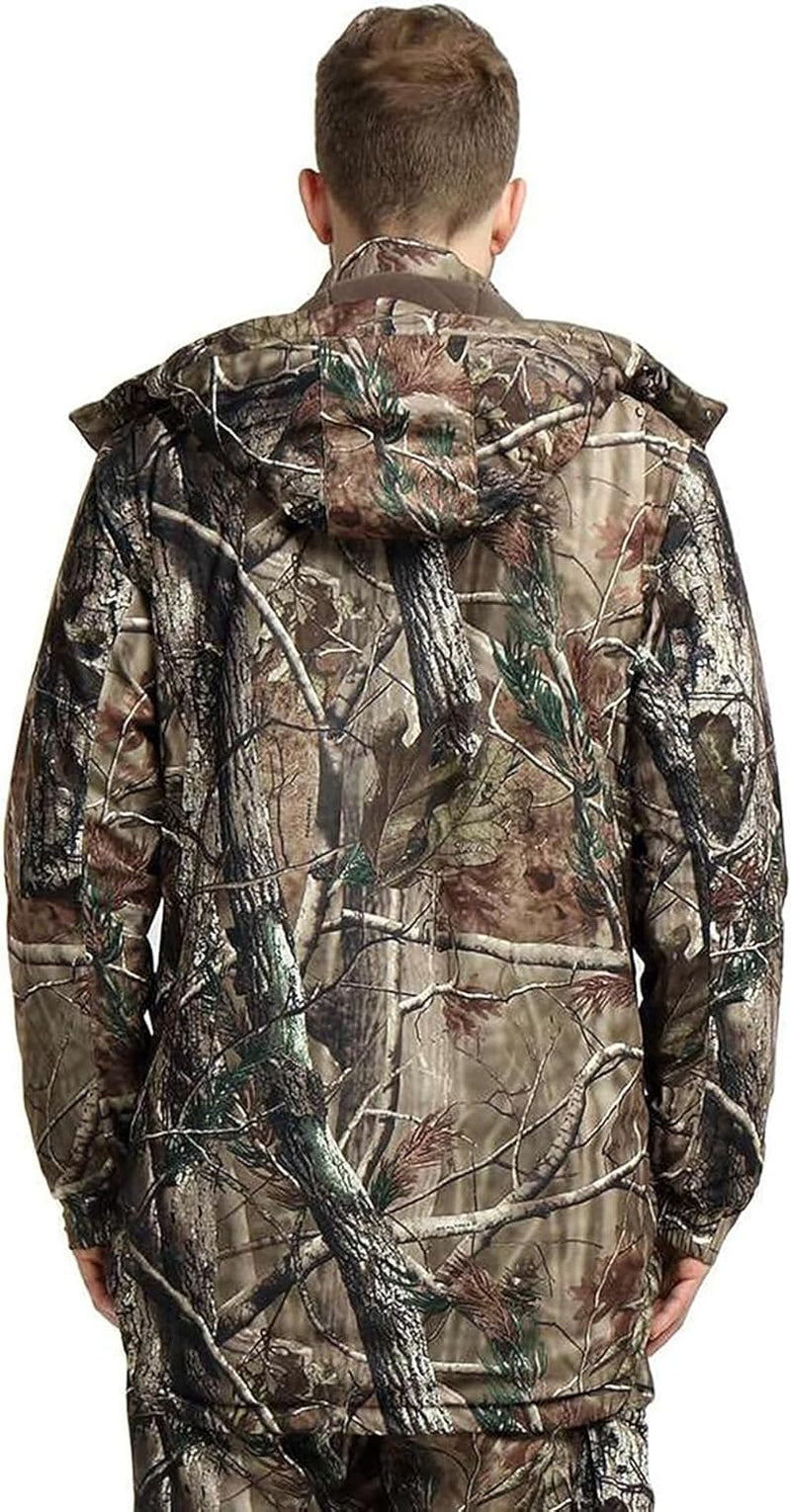 Mens Camo Hunting Jacket: Winter Insulated Warmer Tactical Windproof Softshell Camping Coat