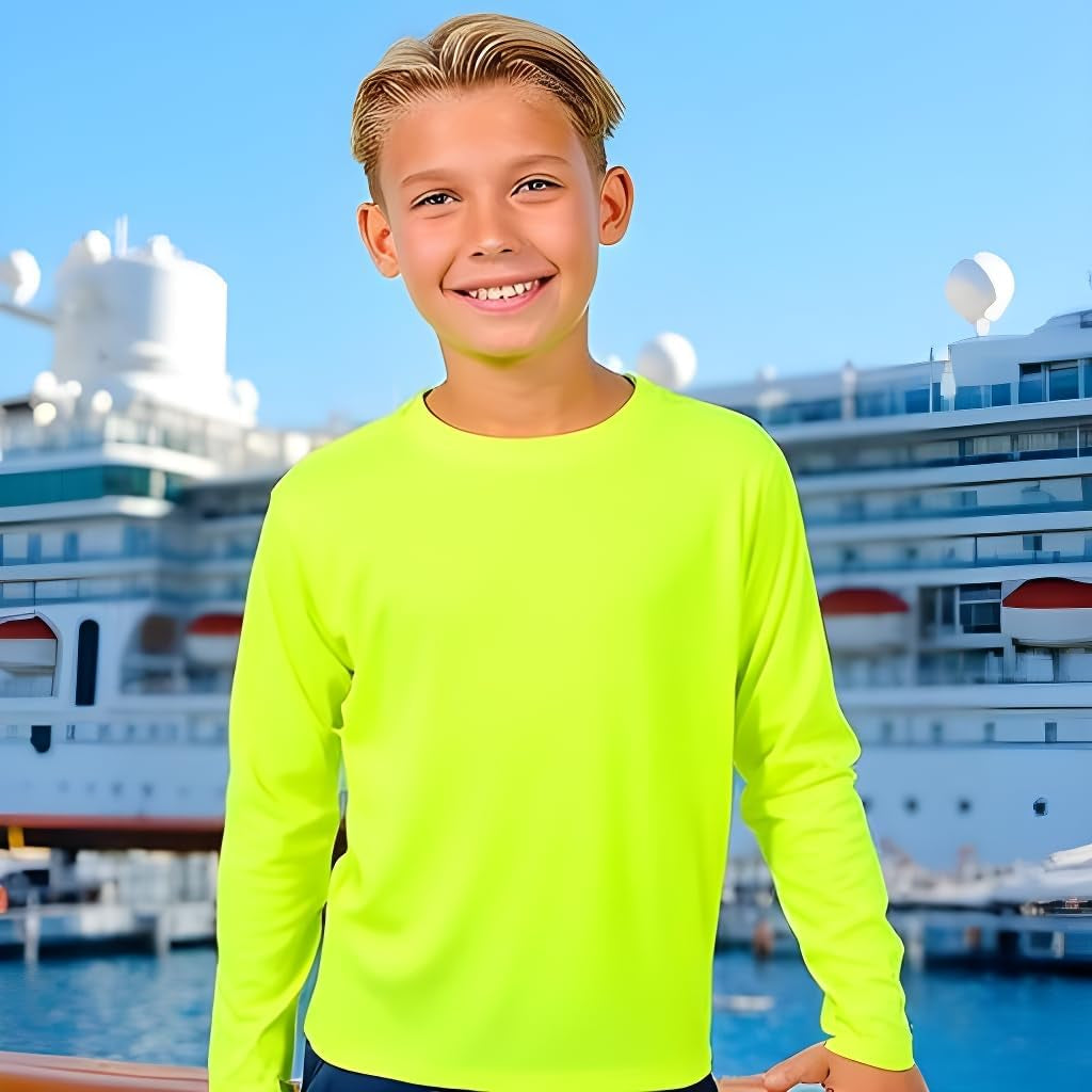 Boys Rash Guard Long Sleeve Swim Shirt - Quick Dry UPF 50+, Kids Fishing Shirt, Dry Fit Shirts for Boys Sizes XS-XL