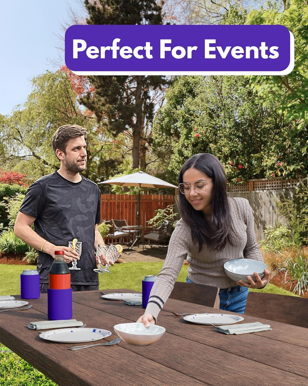 100 Pack Purple Blank Can Cooler Sleeves, Customizable Bulk Insulated Foam for Beer, Collapsible Plain Drink Holder, Cold Soda Insulator, 12Oz Regular, 16Oz Tall Cans