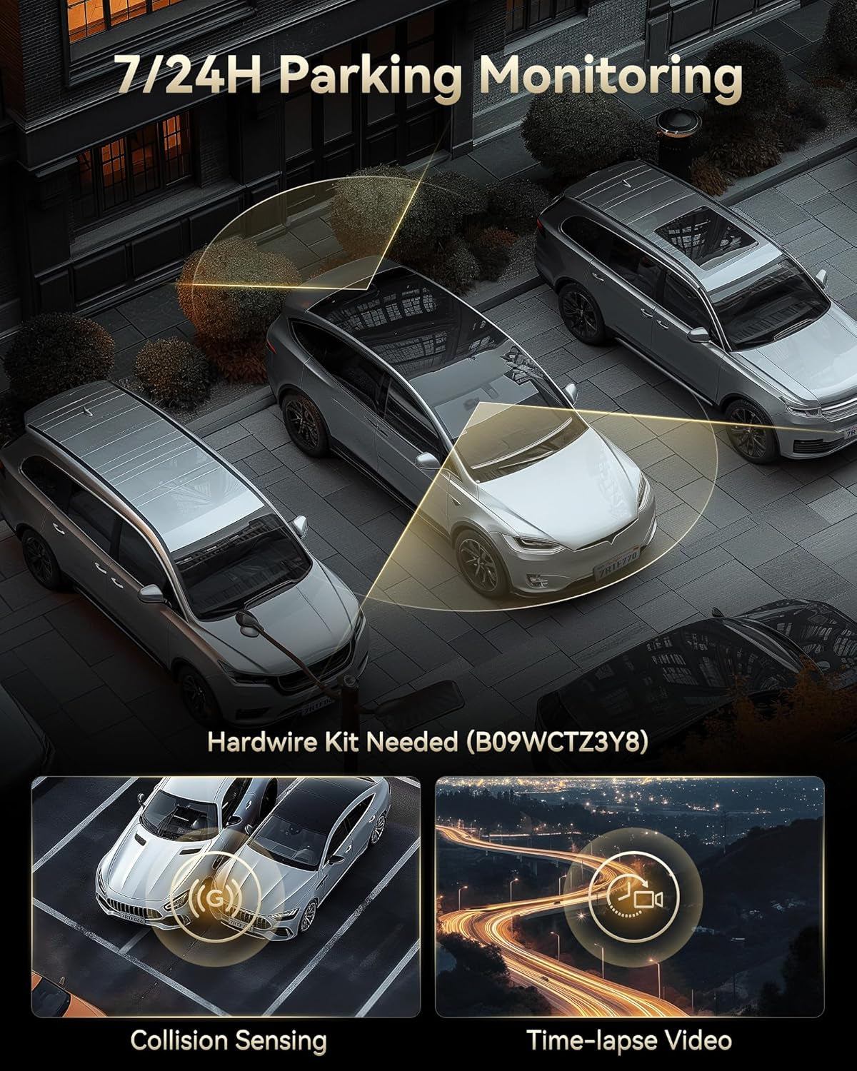 F77 4K+4K Dash Cam Front and Rear, Dual STARVIS 2 IMX678 HDR, Built-In 128GB Emmc, Voice Control Dash Camera for Cars with 5.8Ghz Wifi, 4'' Touch Screen, GPS, Night Vision, 24H Parking Mode