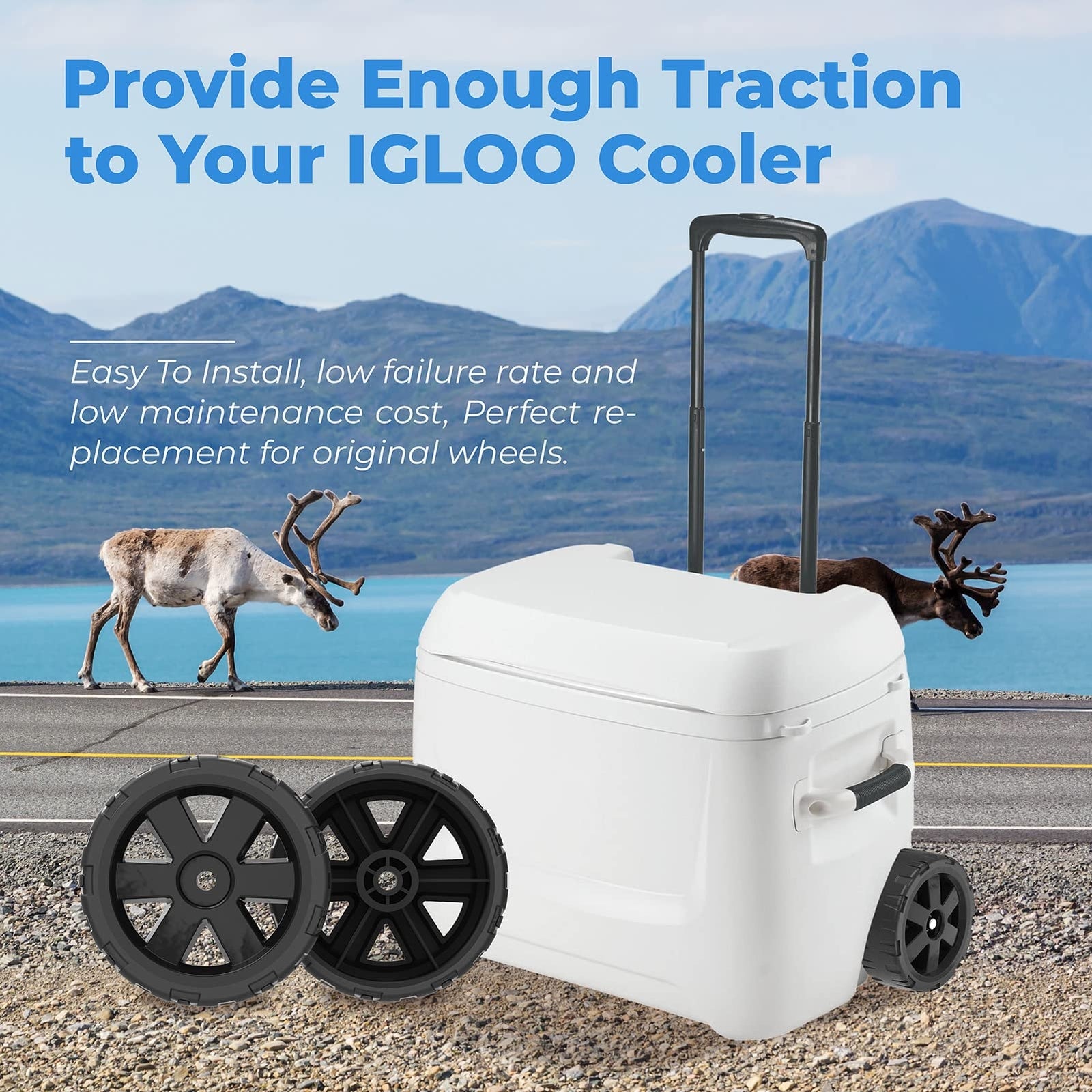 Igloo Cooler Wheel Replacement Kit - Fits 5 Gal Beverage Rollers, Ice Cube 60/70