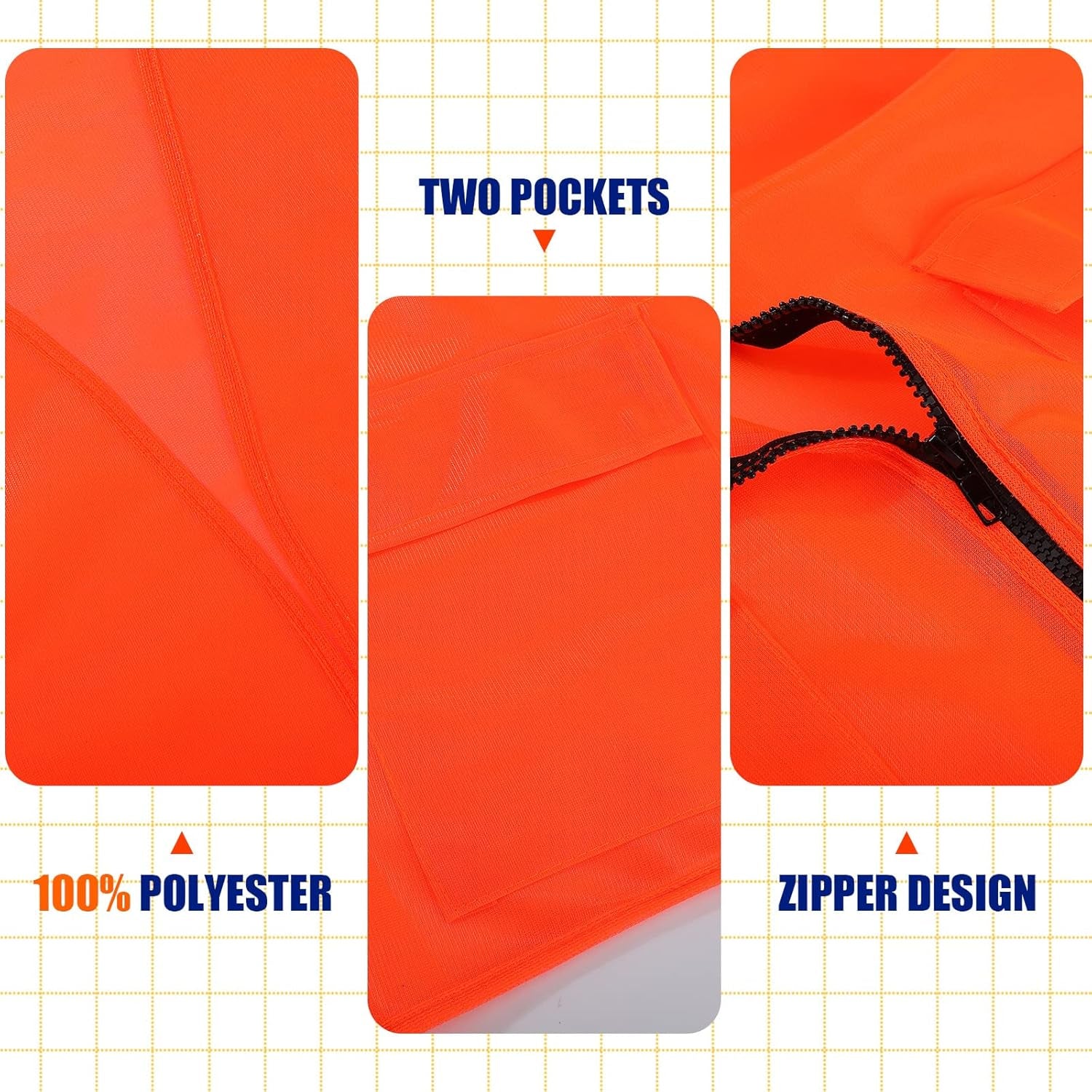 6-Piece Blaze Orange Hunting Hat and Vest Set for Outdoor Sports and Safety