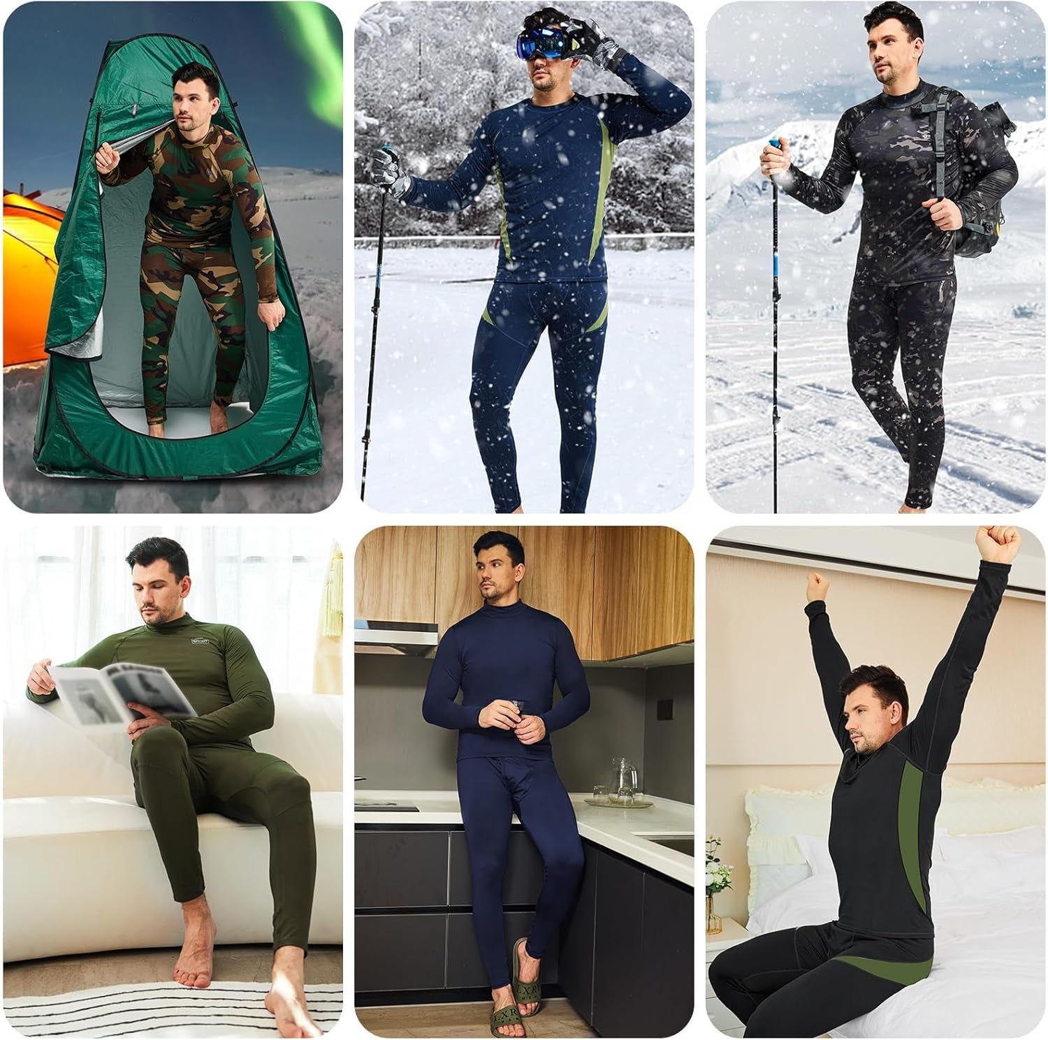 Thermal Underwear for Men Long Johns Fleece Lined Hunting Gear Bottom Top Set Base Layer for Cold Weather Gift