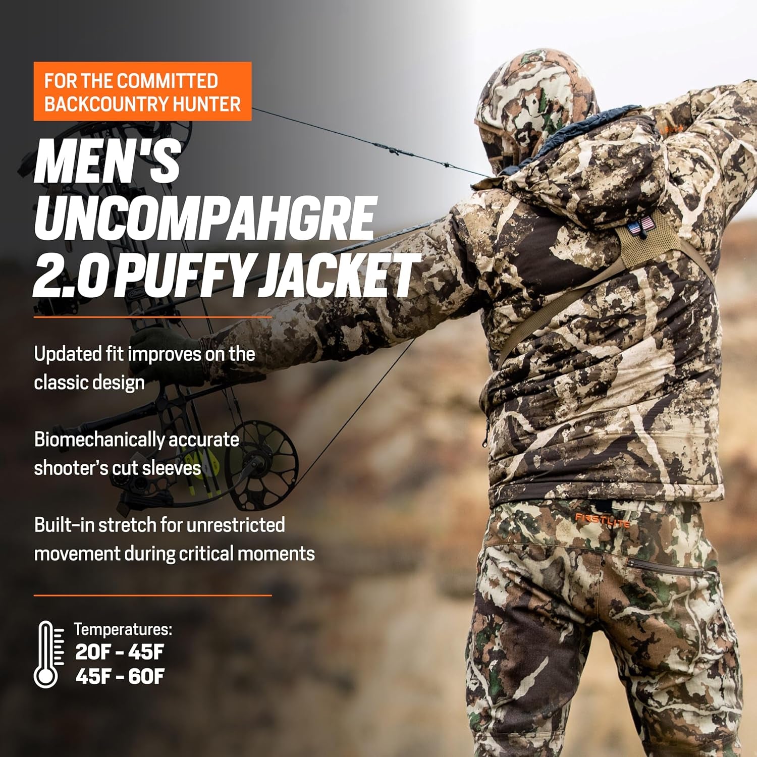 Men'S Uncompahgre 2.0 Puffy Jacket - Lightweight Insulated Camo Hunting Coat, Waterproof Hunting Gear for Men