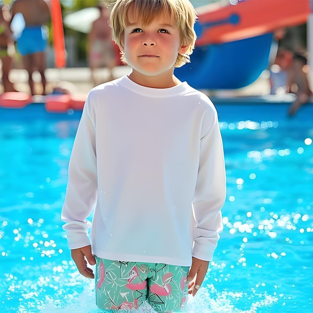 Boys Rash Guard Long Sleeve Swim Shirt - Quick Dry UPF 50+, Kids Fishing Shirt, Dry Fit Shirts for Boys Sizes XS-XL