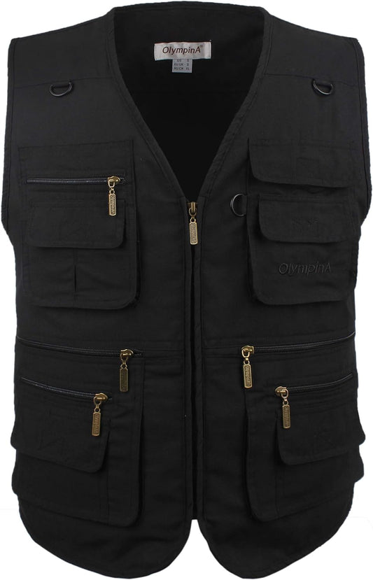 Men'S Poplin Outdoors Travel Sports Multi-Pockets Work Fishing Vest