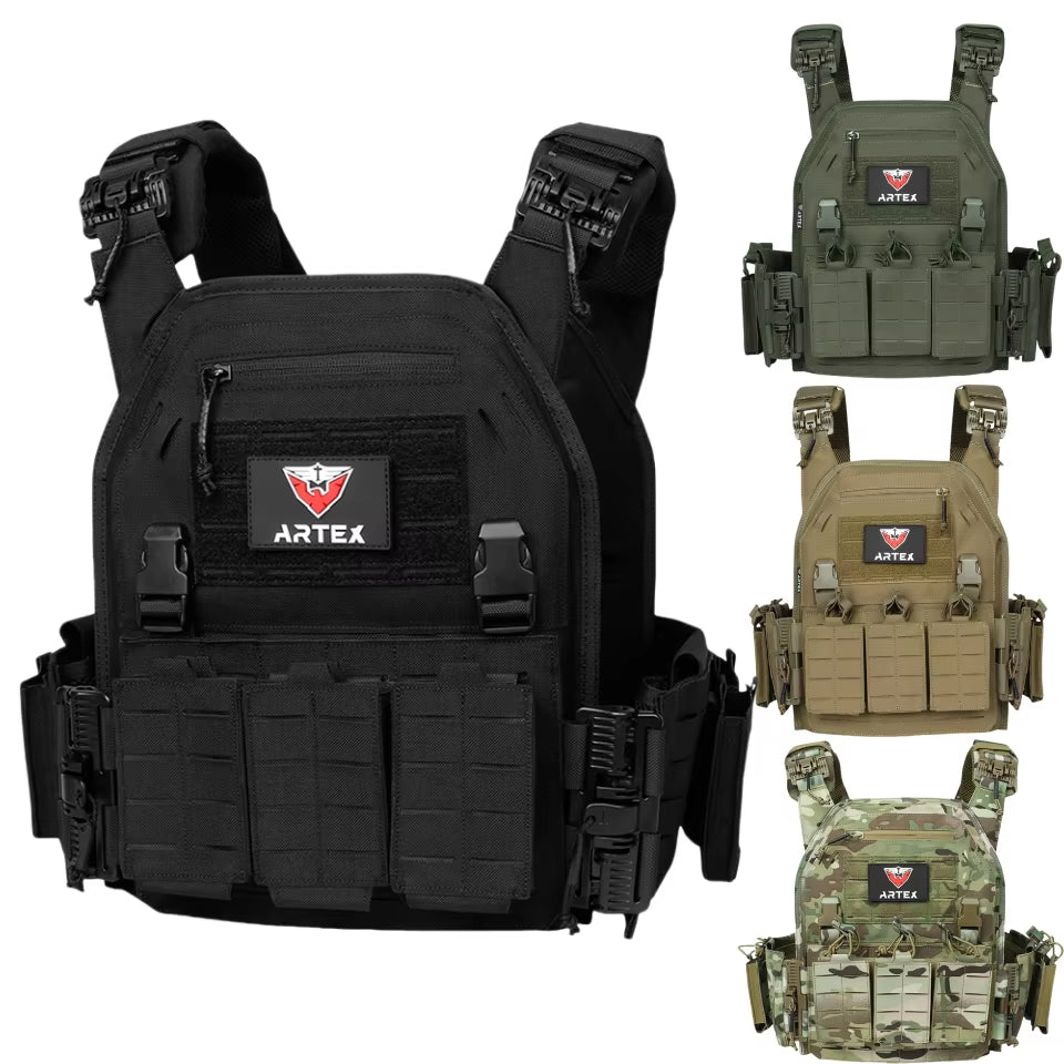 Tactical Plate Carrier Quick Release Fast Adjust Cummerbund Laser Cut Vest with Magazine Pouch MOLLE Lightweight Hunting Gear