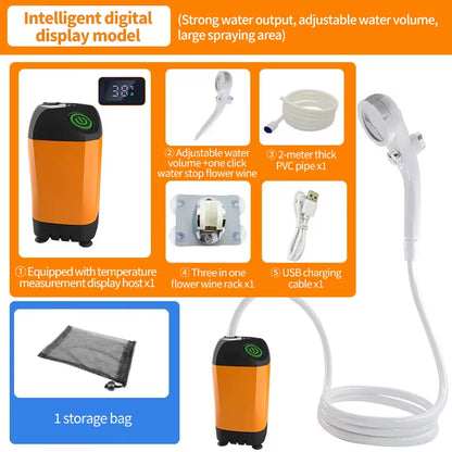 Portable Rechargeable Electric Shower Pump USB Powered Waterproof for Outdoor Camping Beach Hiking Pet Bath Car Wash