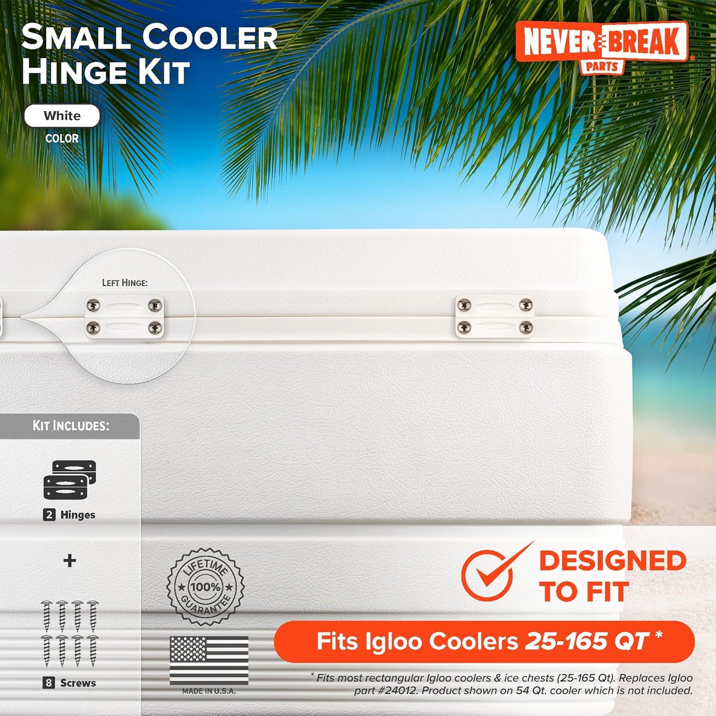 - 2 Pack White Igloo Cooler Hinges Replacement with Screws | High Strength Igloo Cooler Replacement Parts | Igloo Parts Kit for Ice Chests