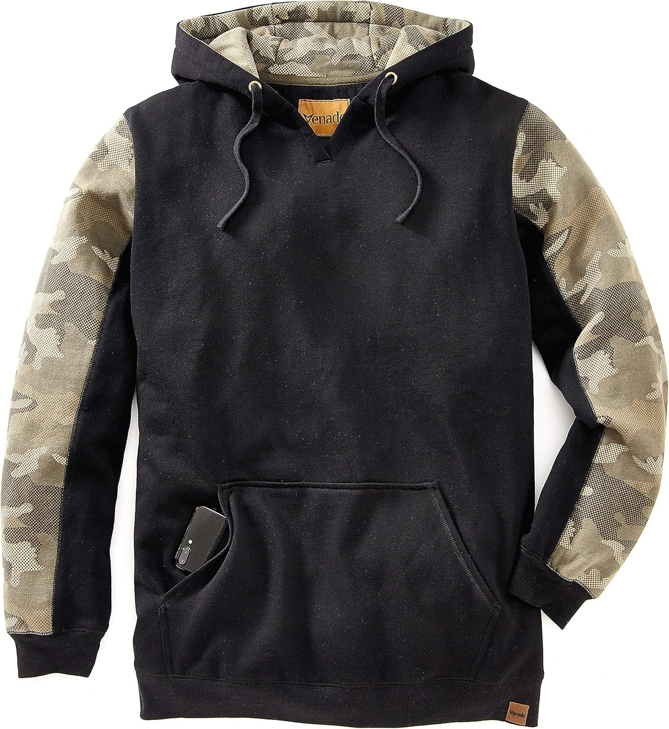 Heavyweight Camo Hoodie for Men - Hidden Security Pocket | V-Neck Opening