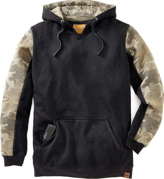 Heavyweight Camo Hoodie for Men - Hidden Security Pocket | V-Neck Opening