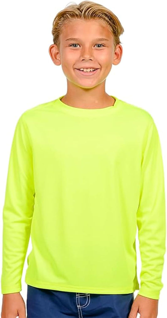 Boys Rash Guard Long Sleeve Swim Shirt - Quick Dry UPF 50+, Kids Fishing Shirt, Dry Fit Shirts for Boys Sizes XS-XL