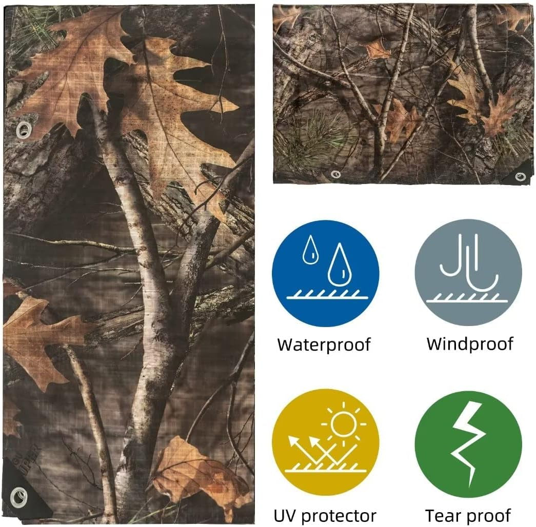 Heavy Duty Waterproof Tarp, Bionic Tree Camo Multi Purpose Poly Cover