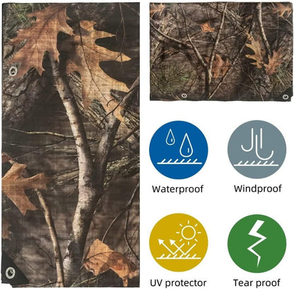 Heavy Duty Waterproof Tarp, Bionic Tree Camo Multi Purpose Poly Cover