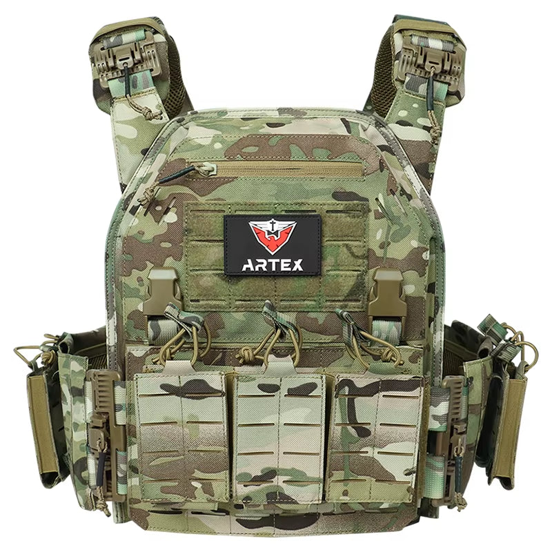 Tactical Plate Carrier Quick Release Fast Adjust Cummerbund Laser Cut Vest with Magazine Pouch MOLLE Lightweight Hunting Gear