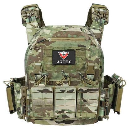 Tactical Plate Carrier Quick Release Fast Adjust Cummerbund Laser Cut Vest with Magazine Pouch MOLLE Lightweight Hunting Gear
