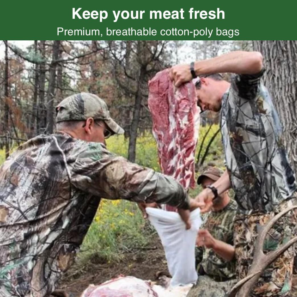 Game Bags Hunting | Available in Packs of 5 Deer or Elk Quarter Bags or 1 Deer Body Bag | Strong, Breathable, Stretchable Meat Bags | Vacuum Sealed - Saves 50% Space