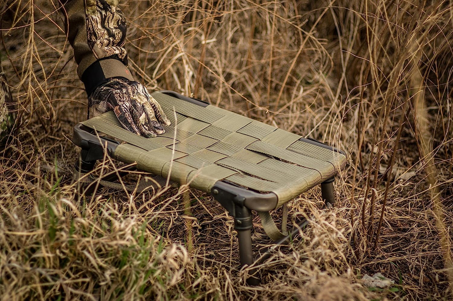HS Strut Seat with Folding Legs & 2 " Nylon Webbed Seat | Durable Compact Portable Easy to Carry Collapsible Turkey Hunting Chair