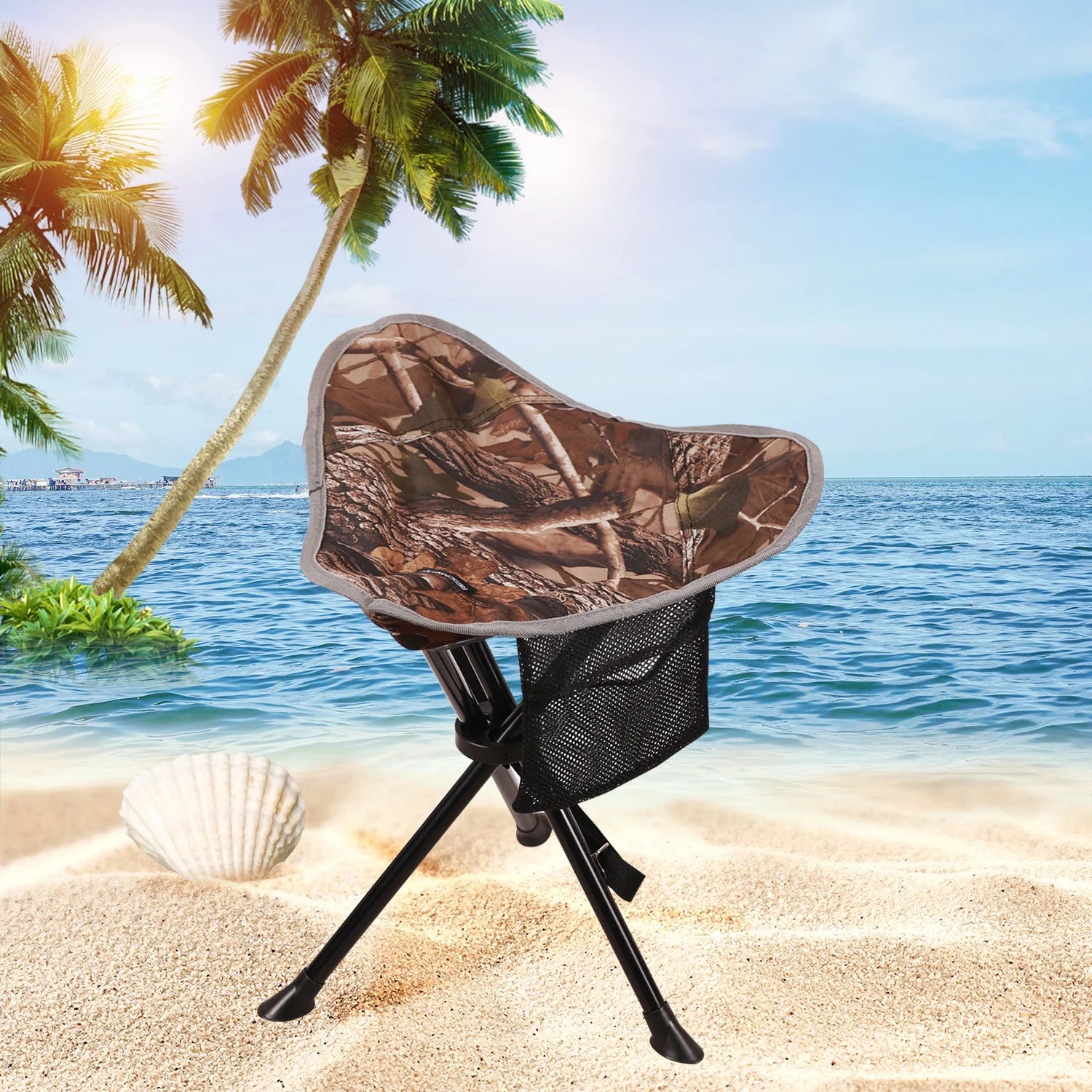 2 Pack Folding Trippod Stool Lightweight, Portable 3 Legged Tripod Chairs for Adults Fishing Backpacking Hunting, Camo