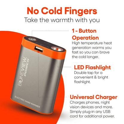 Boneview Electric Hand Warmer Emergency Power Bank with Flashlight - Portable...