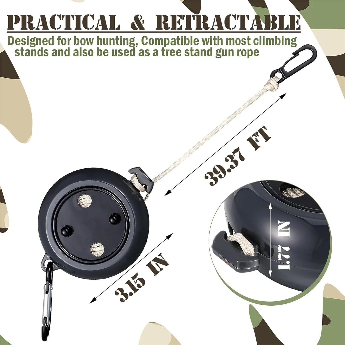 2 Pcs Tree Stand Gear Hoist 29.5 Ft Retractable Bow & Gear Hoist Bow Hunting Gear Accessories for Hunting Bow, Black