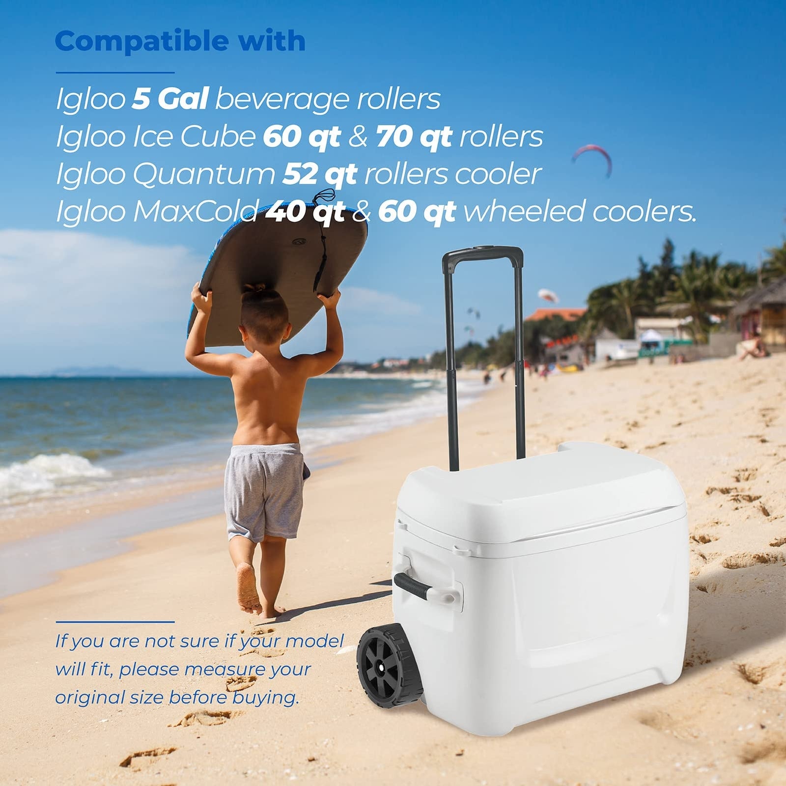 Igloo Cooler Wheel Replacement Kit - Fits 5 Gal Beverage Rollers, Ice Cube 60/70