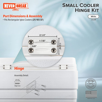 - 2 Pack White Igloo Cooler Hinges Replacement with Screws | High Strength Igloo Cooler Replacement Parts | Igloo Parts Kit for Ice Chests