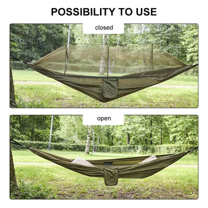 Camping Hammock, Camping Essentials, Lightweight Portable Double & Single Hammock with Tree Straps, Camping Gear for outside Hiking Camping Beach Backpack Travel