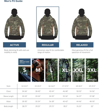Heavyweight Camo Hoodie for Men - Hidden Security Pocket | V-Neck Opening