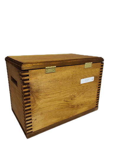 Whitetail Deer Solid Pine Ammo Box with Notched Finger-Joint Construction, Rugged Hardware, Size Is 14 1/2" X 9" X 10 1/8"