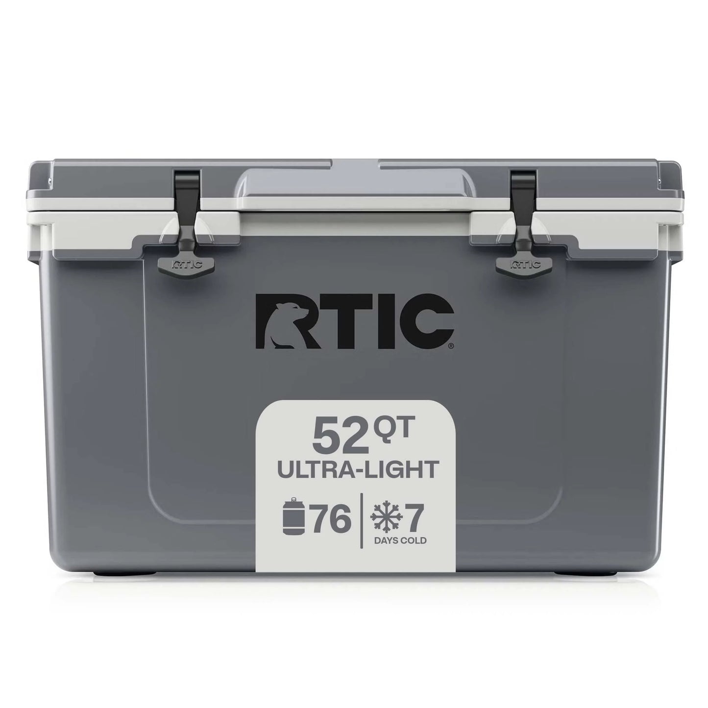52 QT Ultra-Light Hard-Sided Ice Chest Cooler, Fits 76 Cans, Dark Grey & Cool Grey
